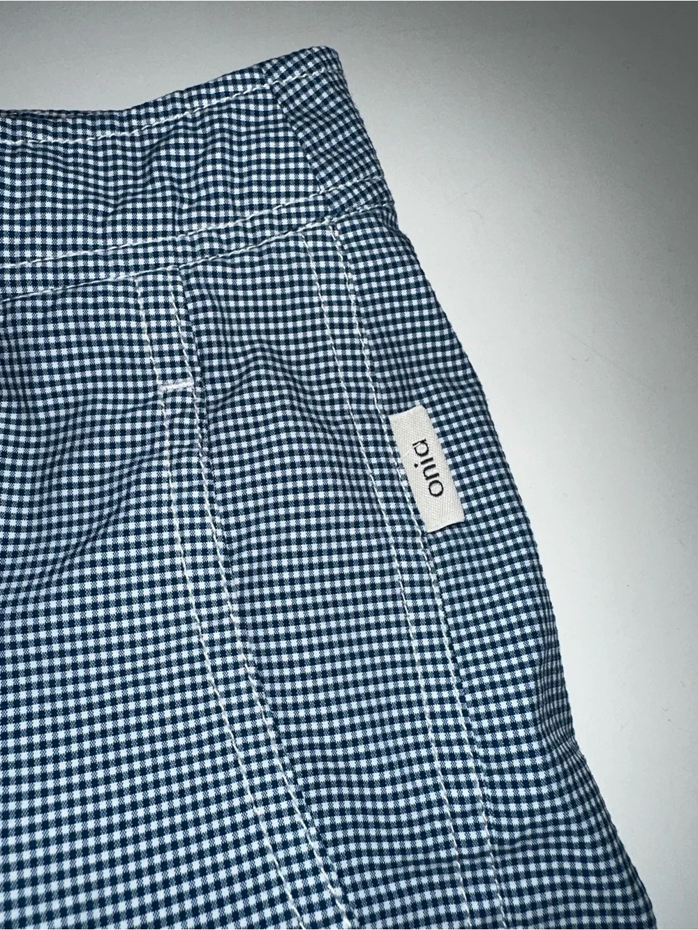Onia Calder Swim Trunks Blue Gingham sz 33